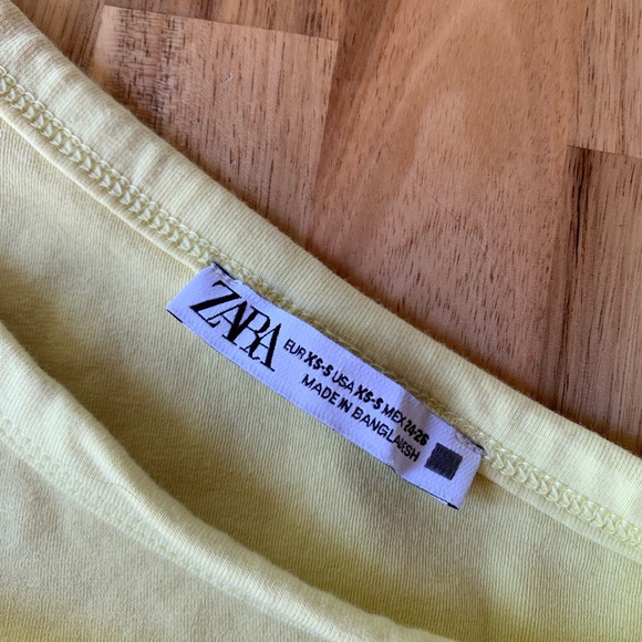 Zara Pastel Yellow One Shoulder Cropped Top - Picture 3 of 3